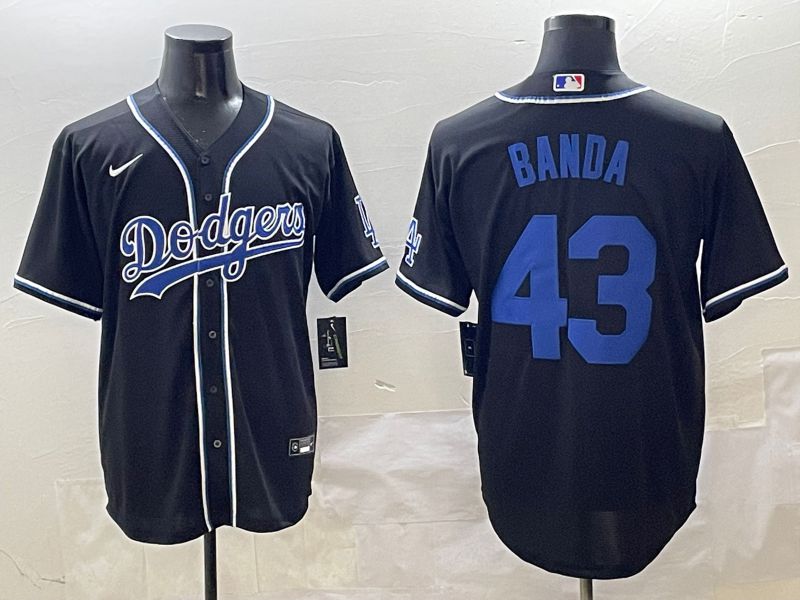 Men 2025 Los Angeles Dodgers 43 Banda Black Three generations Fashion Nike MLB Jersey style 3